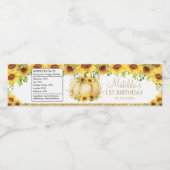 ひまわりカボチャ1st最初の誕生日の好意 ペットボトルラベル (シングルラベル)