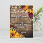 ひまわりカボチャ&バラ素朴ブライダルシャワー 招待状 (スタンド正面)