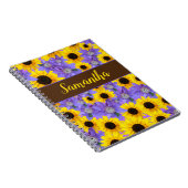 ひまわりカラフルと紫のフローラパーソナライズされた ノートブック (右側)