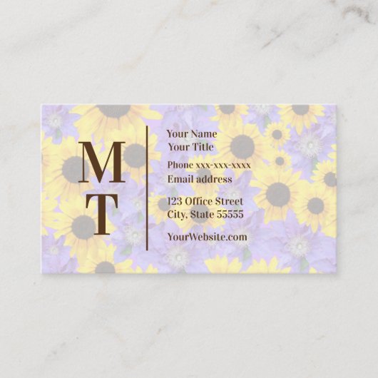 ひまわりカラフルと紫パーソナライズされた 名刺 (正面)