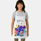 ひまわりカラフルのキッズアプロ付きパーソナライズされた牛 エプロン (インサイチュ)