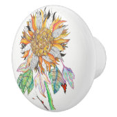 ひまわりカラフルの美しいドア セラミックノブ (右)