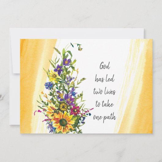 ひまわりカラフルの花の緑結婚の花 セーブザデート (裏面)