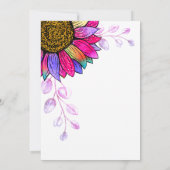ひまわりカラフルパープルリーフサプライズ誕生日 招待状 (裏面)