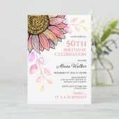 ひまわりカラフルピーチリーフサプライズ誕生日 招待状 (スタンド正面)