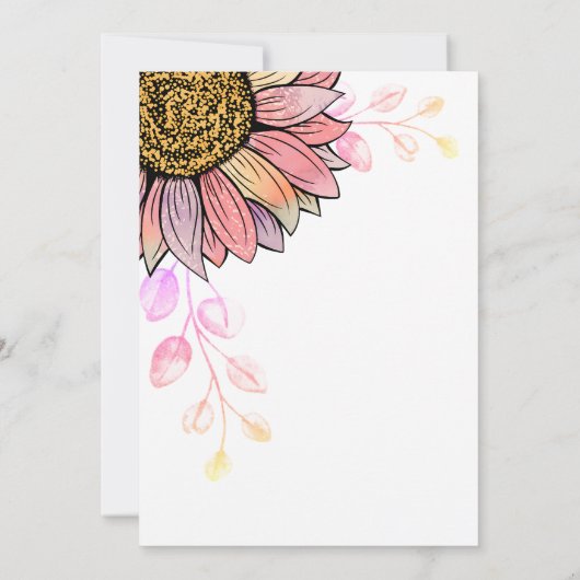 ひまわりカラフルピーチリーフサプライズ誕生日 招待状 (裏面)