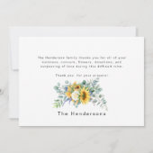 ひまわりカラフルフローラスプレー葬儀ありがとう サンキューカード (裏面)