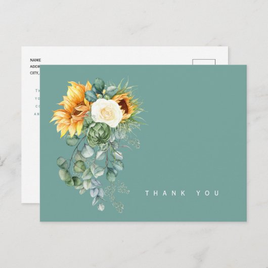 ひまわりカラフルフローラセージ葬儀ありがとう ポストカード (正面/裏面)