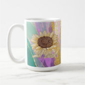 ひまわりカラフル付き金属フローラ背景 コーヒーマグカップ (左)