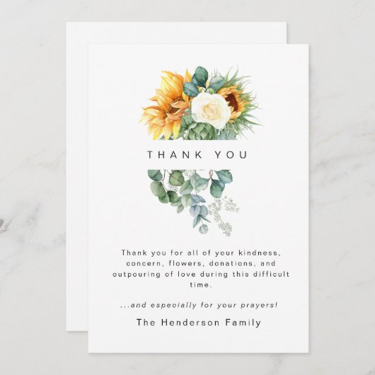ひまわりカラフル忌引葬式 サンキューカード (正面/裏面)