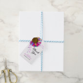 ひまわりカラフル紫色の葉誕生日ありがとう ギフトタグ (より糸付き)