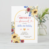 ひまわりカラフル花サマー誕生日ブランチ 招待状 (スタンド正面)