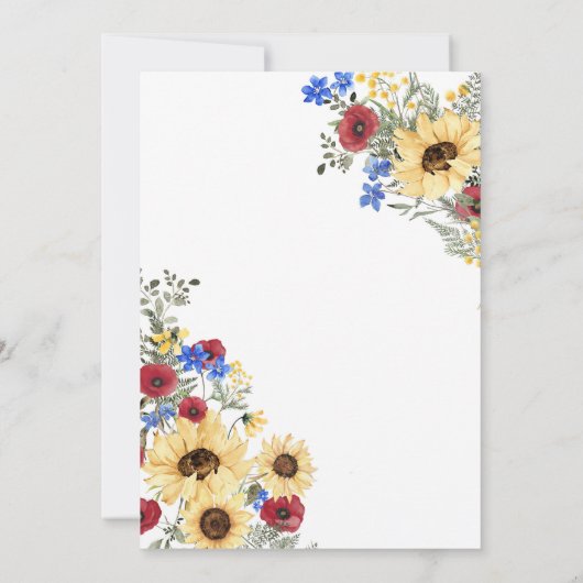 ひまわりカラフル花サマー誕生日ブランチ 招待状 (裏面)