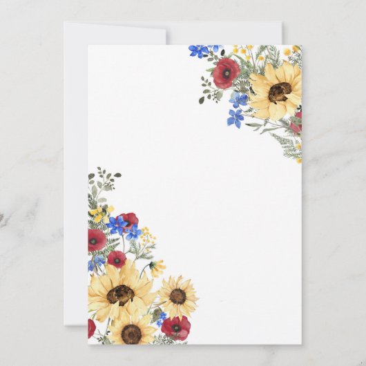 ひまわりカラフル花サマー誕生日ブランチ 招待状 (裏面)