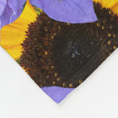 ひまわりカラフル黄色と紫の花の柄 フリースブランケット (角)