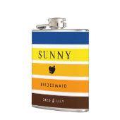 ひまわりカラーのパーソナライズドブライズメイドヒップフラスク フラスク (左)