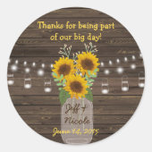 ひまわりカントリーウッドメイソン結婚の瓶 ラウンドシール (正面)