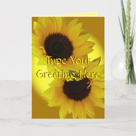 ひまわりカードイエローフラワーグリーティングカードカスタム カード (正面)