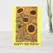 ひまわりカードハッピーバースデーカスタムグリーティングカード カード (正面)