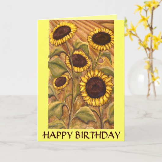 ひまわりカードハッピーバースデーカスタムグリーティングカード カード (黄色い花)