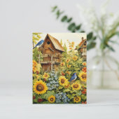 ひまわりガーデンバードハウズブルーバード ポストカード (スタンド正面)
