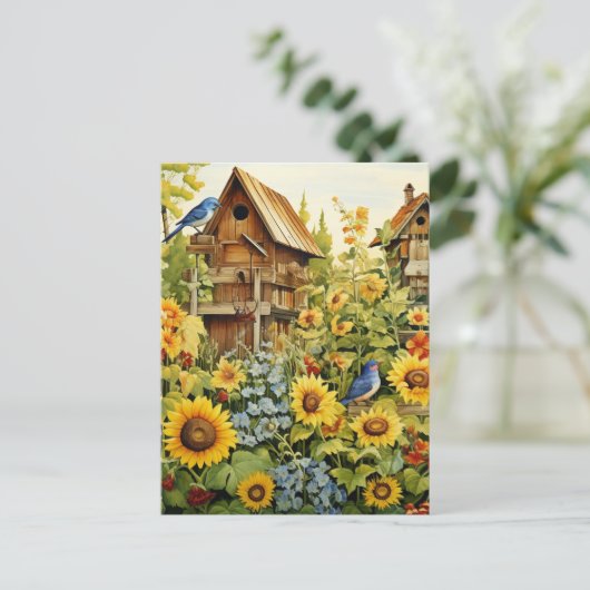 ひまわりガーデンバードハウズブルーバード ポストカード (スタンド正面)