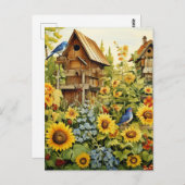 ひまわりガーデンバードハウズブルーバード ポストカード (正面/裏面)