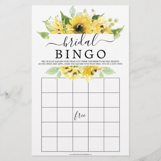 ひまわりガーデン両面ブライダルシャワーゲーム (裏面)