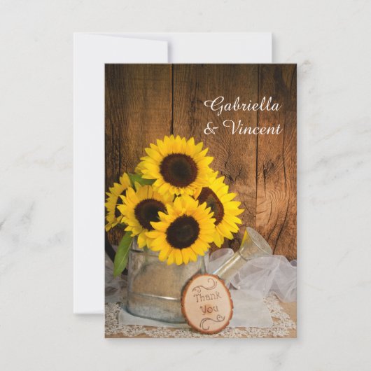 ひまわりガーデン散水結婚缶ありがとう サンキューカード (正面)