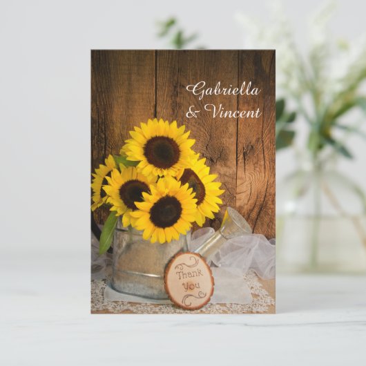 ひまわりガーデン散水結婚缶ありがとう サンキューカード (スタンド正面)
