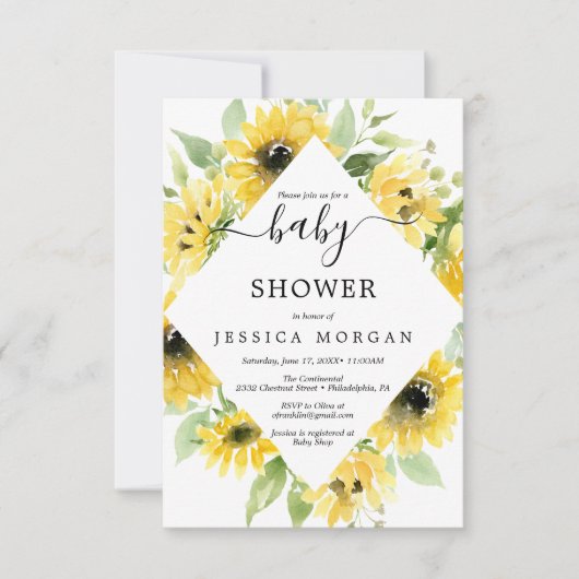 ひまわりガーデン赤ちゃんシャワー招待状カード 招待状 (正面)