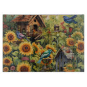 ひまわりガーデン10鳥の家ブルーバード カッティングボード (正面)