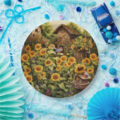 ひまわりガーデン12鳥の家ブルーバード ペーパープレート (パーティー)