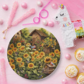 ひまわりガーデン12鳥の家ブルーバード ペーパープレート (パーティー)