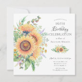 ひまわりガーデン16th誕生日招待状 招待状 (正面)