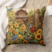 ひまわりガーデン4バードハウズブルーバード クッション (ブランケット)