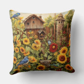 ひまわりガーデン4バードハウズブルーバード クッション (裏面)