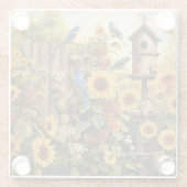 ひまわりガーデン5鳥の家青鳥 ガラスコースター (裏面)