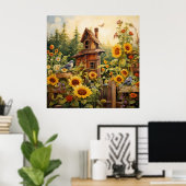 ひまわりガーデン8鳥家青鳥 ポスター (ホームオフィス)