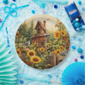 ひまわりガーデン8 鳥の巣箱 青い鳥 ペーパープレート (パーティー)