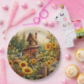 ひまわりガーデン8 鳥の巣箱 青い鳥 ペーパープレート (パーティー)