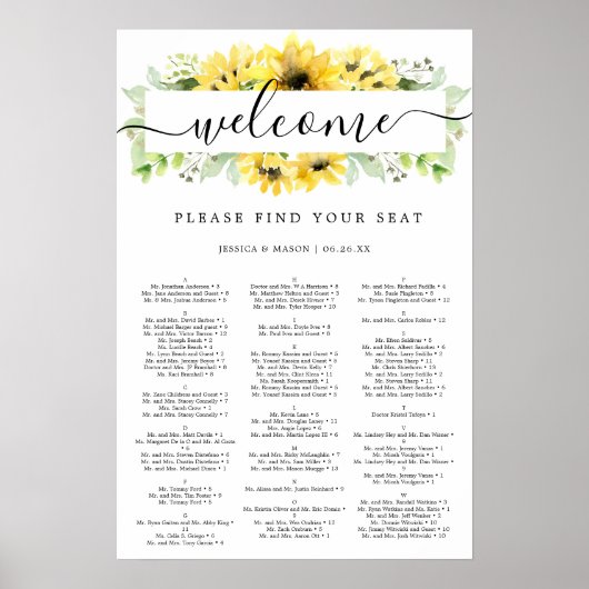 ひまわりガーデン ウェディング 席次表 看板 ポスター (正面)