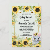 ひまわりガーデン ゾウの赤ちゃん 女の子のベビーシャワー 招待状 (正面/裏面)