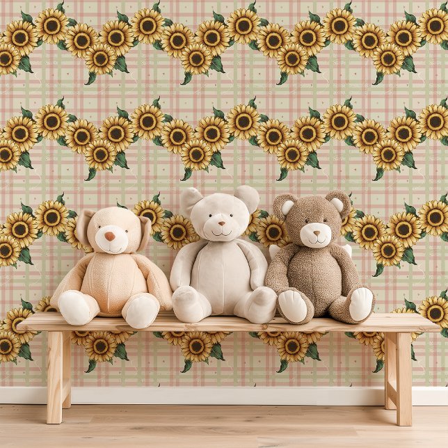 ひまわりガーランドプレイド 壁紙 (クリエイターアップロード済み)
