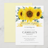 ひまわりガール 1歳誕生日招待状 招待状 (正面/裏面)