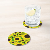 ひまわりキッズ誕生日夏かわいい花 ラウンドペーパーコースター (インサイチュ)