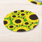 ひまわりキッズ誕生日夏かわいい花 ラウンドペーパーコースター (アングル)