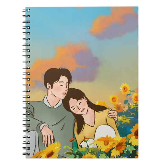 ひまわりキャンプにかわいいカップル ノートブック (正面)