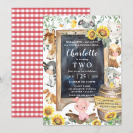 ひまわりキュートファームアニマルズ納屋周囲の庭誕生日 招待状