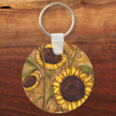 ひまわりキーチェーン陽気な黄色の花の贈り物 キーホルダー (正面)